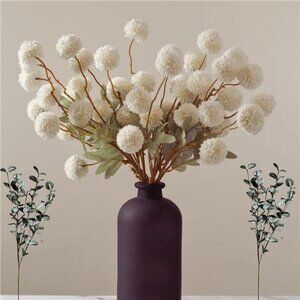 White Faux Flowers with Eucalyptus Stems for Vase Decor Centerpiece Wedding
